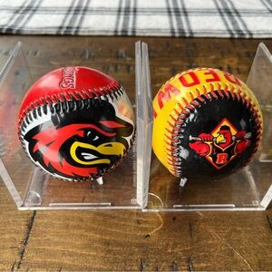 Pair of Red & Yellow Team Logo Softballs